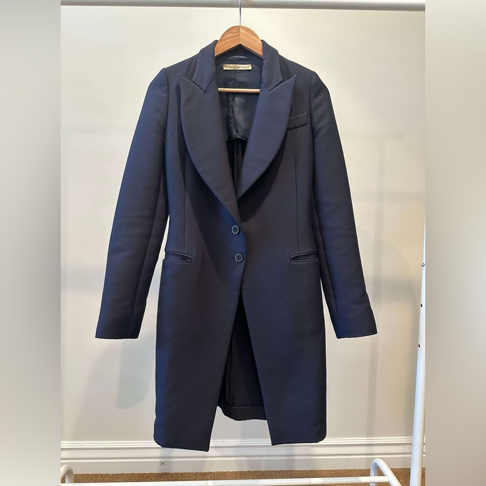 Balenciaga Vintage Ling Navy Wool Coat / Balenciaga Overcoat